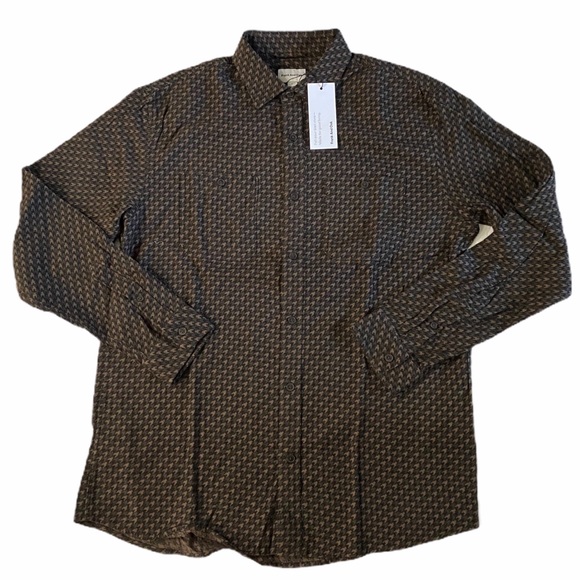 Frank & Oak Other - Frank & Oak Brown/ Black Pattered Dress Shirt